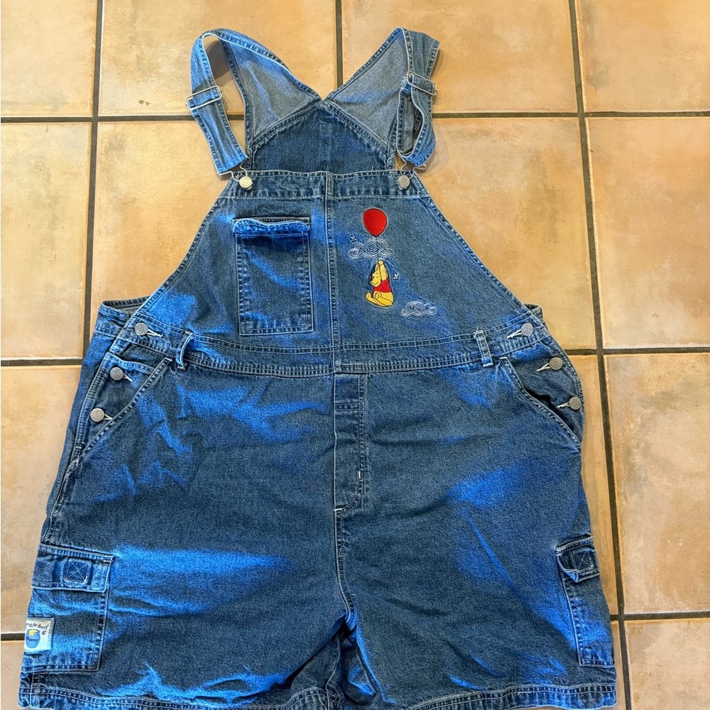 Disney Blue Denim Overalls with Red Balloon Embroidery